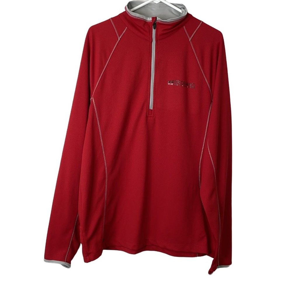 Performance We Are Elevate Sport Mens Red 1/4 Zip Activewear T Shirt Size Large